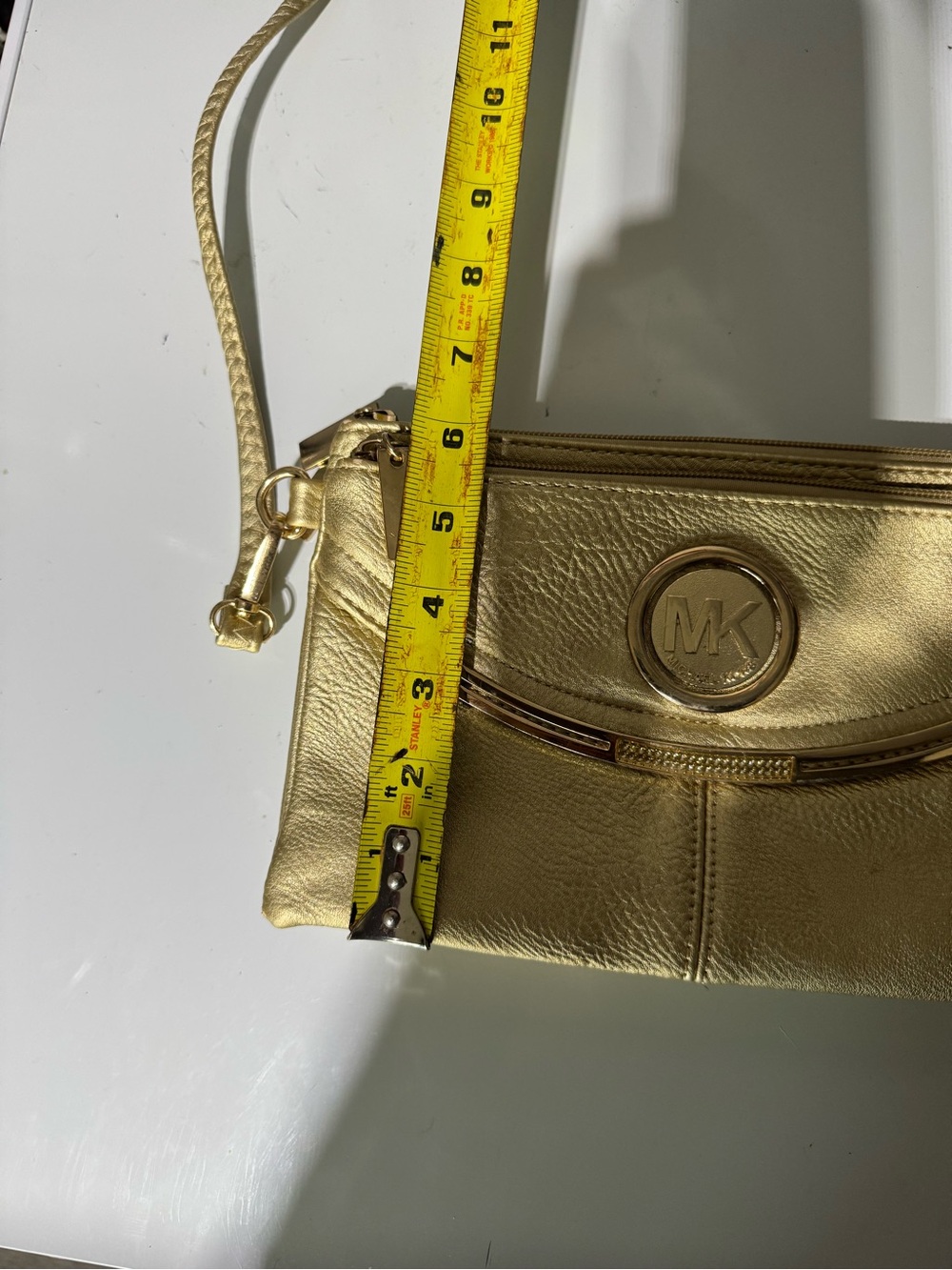 Michael Kors Metallic Gold Leather Crossbody Wristlet - Picture 16 of 16